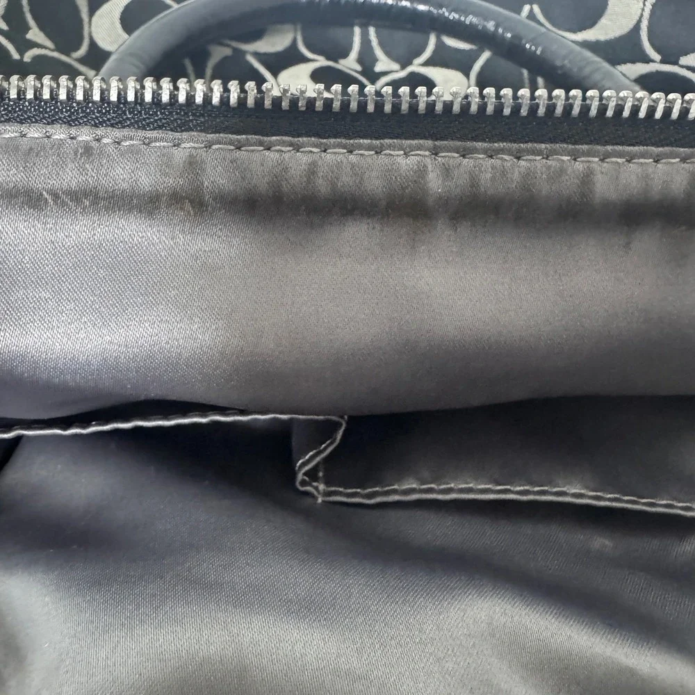 Coach Ashley Satchel Large Black Grey Signature Jacquard Shoulder Bag F15440